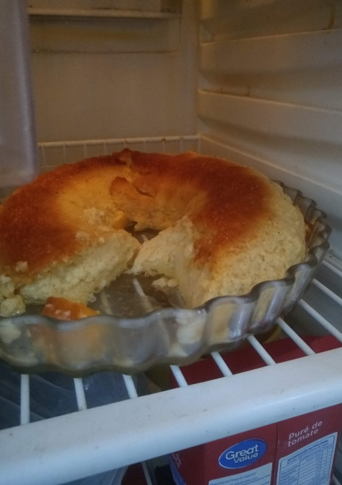 Una foto de Budín de pan con torta apelmazada