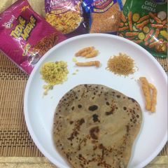 Aloo bujiya Kurkure Katta Meeta stuffed paratha A picture of Aloo bujiya Kurkure Katta Meeta stuffed paratha.