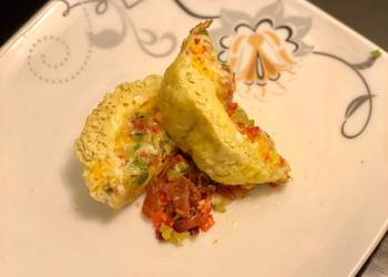 Unique Recipe Easy Cheesey Spicy Jerk Egg Souffl with peppers  bacon Very Delicious