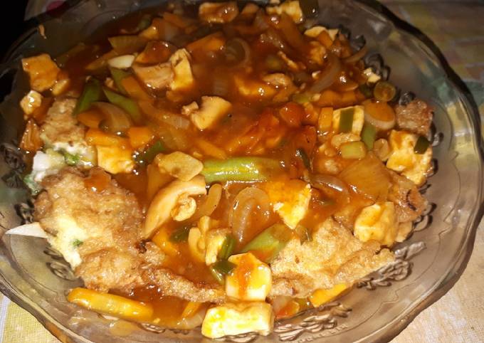 Resep Tahu telor buncis wortel asam manis pedas, Enak Banget