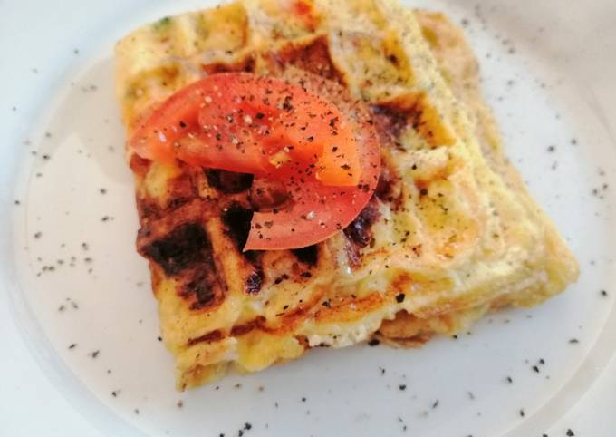 Waffle press omelette