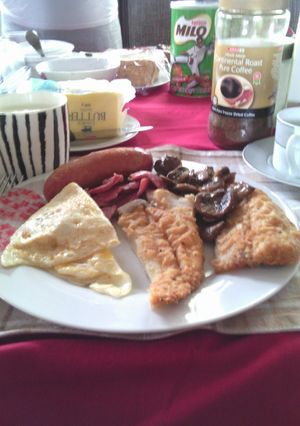 A picture of Fish & mushrooms.