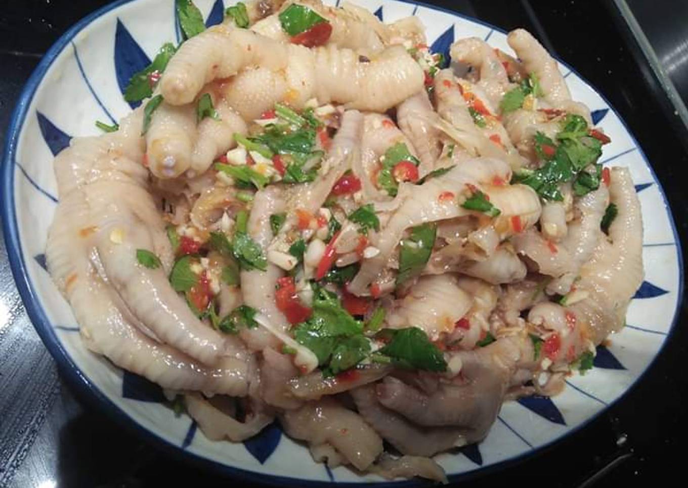 Chicken feets in Thailand salad