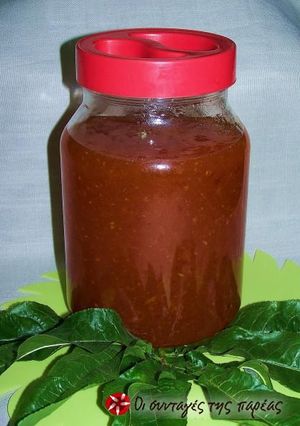 A picture of Peach jam in the oven.