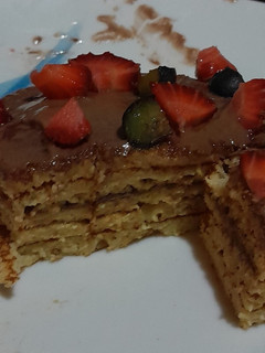 Una foto de Pancake de avena y manzana