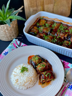 صورة لوصفة رولات الباذنجان بالكفتةKofta wrapped in Eggplant rolls