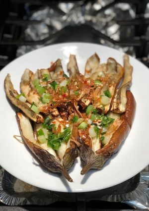 Hình của món Cà tím nướng mở hành - air fryer.