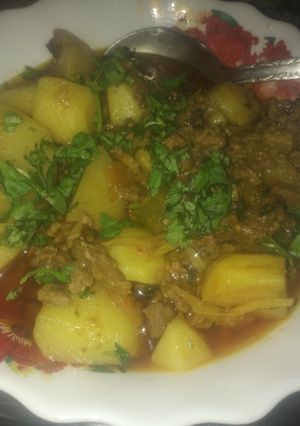 A picture of Aloo qeema.