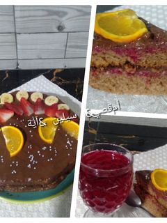 صورة لوصفة كيكة الشكولاطة والفواكه