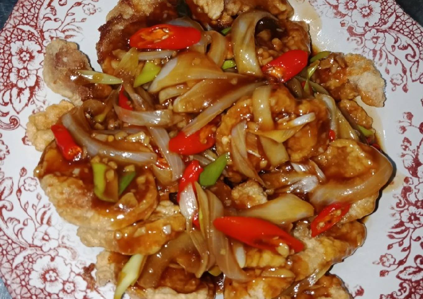 Babi goreng saos madu (non halal)