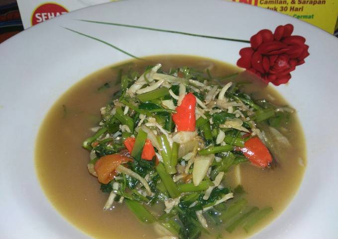 Resep Day1.Kangkung Campur Teri Medan Siram Saos Tiram#SeninSemangat Anti Gagal