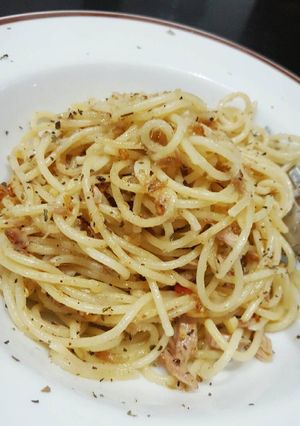 Foto resep Spaghetti aglio olio tuna
