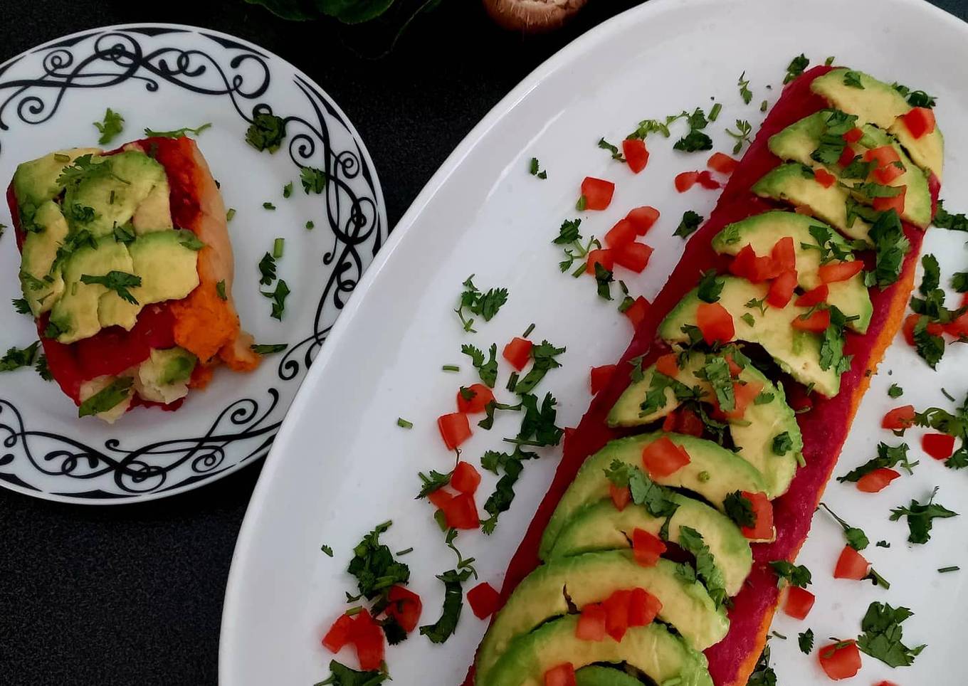 Rollo de puré de papa tricolor