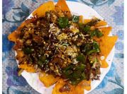 A picture of chicken nachos