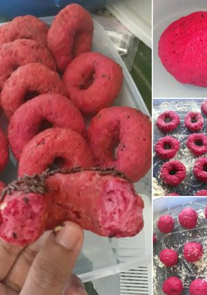 Foto resep Donat buah naga merah (takaran sendok)