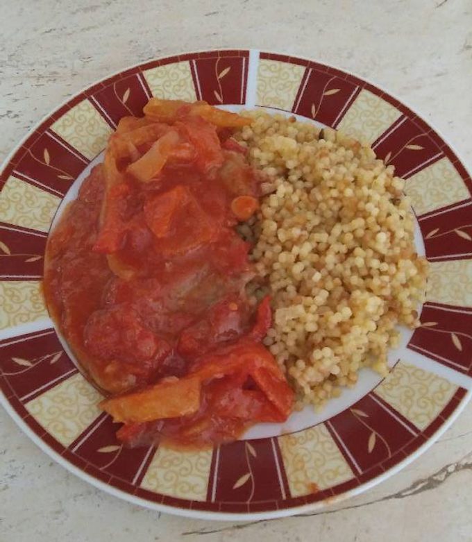 Lecsós szelet tarhonyával recept fotója