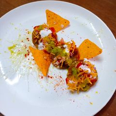 A picture of Makhana tikki chaat.