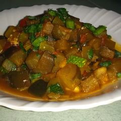 A picture of Eggplant and Courgette Curry.