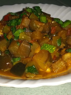 A picture of Eggplant and Courgette Curry.