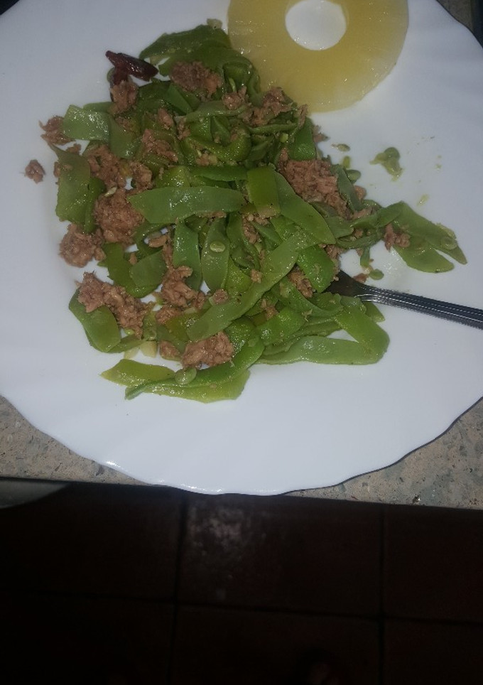 Una foto de Judías verdes salteadas con ajito, guindilla y un chorreón vinagre