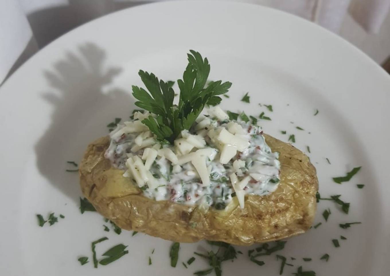 Papa horneada a la mozzarella