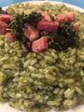 Risotto con tarassaco e pepite di pancetta(My CuCo Assistant)