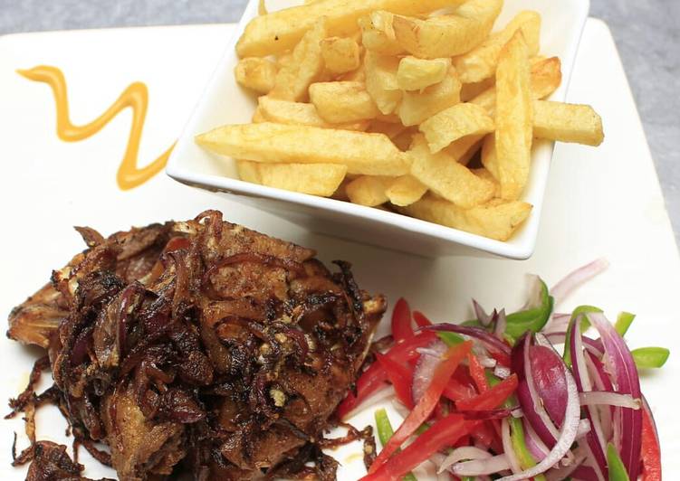 Recipe of Perfect Deep fried marinated pork with fries