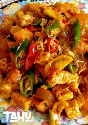 Foto resep Tahu cecek sapi bumbu Rujak