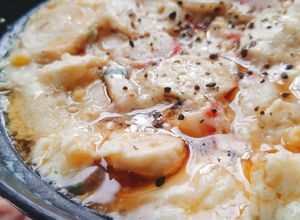 รูปของ ไข่ + ข้าวตุ๋น 🥚🍚 Zerowaste Streamed Egg+ Leftover Rice 4 mins