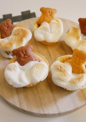 超可愛「小熊泡澡塔/棉花糖巧克力塔」可愛到捨不得吃♡ 的食譜成品照片