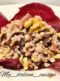 Riso, orzo e farro con noci speck e radicchio rosso