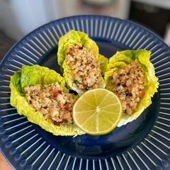 A picture of Larb Chicken in lettuce cups#EATTHAIVISITTHAI.