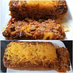 My Chilli Beef Cheese Topped Meatloaf. 😎 A picture of My Chilli Beef Cheese Topped Meatloaf. 😎.