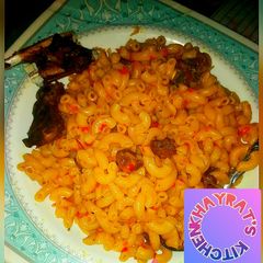 Jollof macaroni with beef A picture of Jollof macaroni with beef.