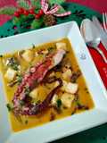 Crema de bogavante con pulpo y boletus