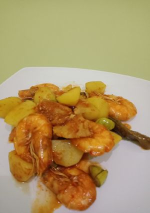 Foto resep Balado udang kentang pete