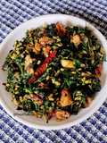 Green Amaranth leaves/Chaulai Saag Cooked with Moong And Bodi