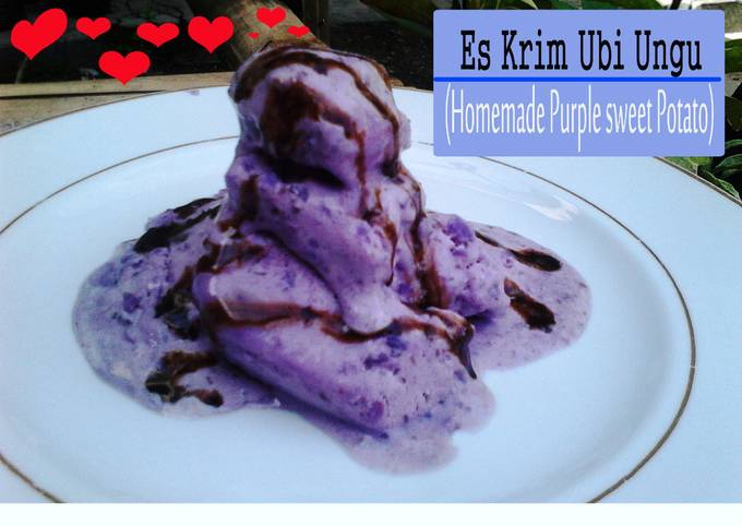 Es Krim Ubi Ungu Simple (Homemade Purple Sweet Potato Ice Cream)