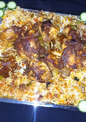 A picture of Chargha biryani.