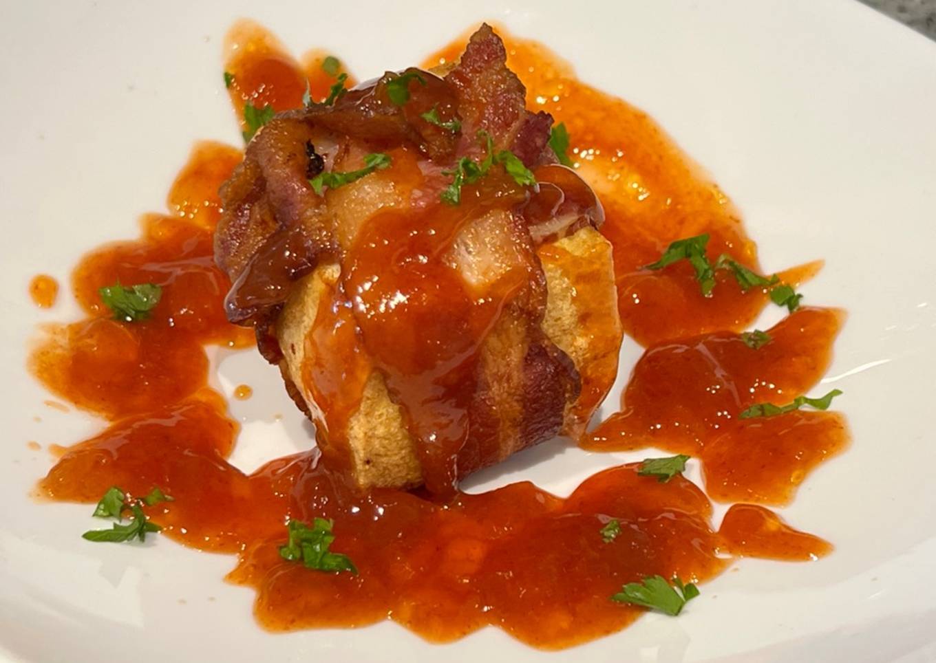 Bacon-Wrapped Tofu with Pork Filling