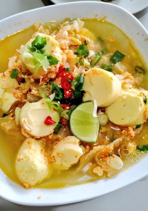 Foto resep Sup Tahu Pedas Toge Bawang Bombay Hahay