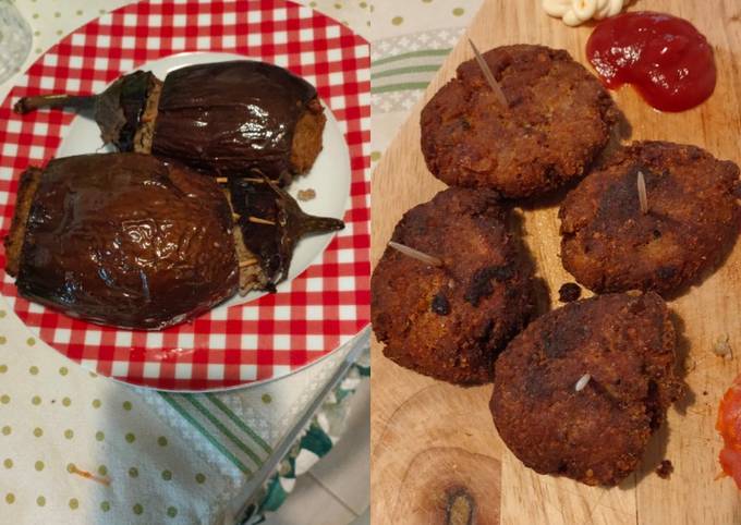 Melanzane ripiene e polpette con il condimento avanzato 😋😋