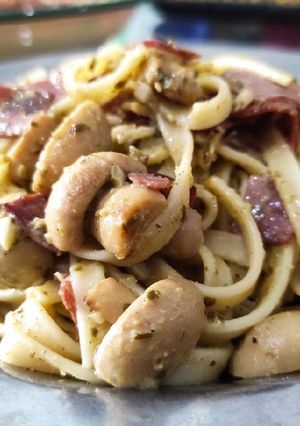 Foto resep Fettucini Aglio Olio Basil Pesto