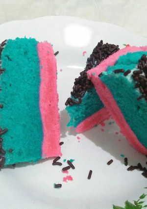 Foto resep Rainbow Cake Simple 2 warna