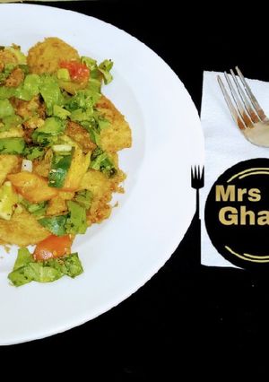 A picture of Fried golden tofu with salad.
