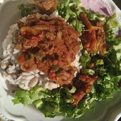 A picture of Palm oil beef stew.