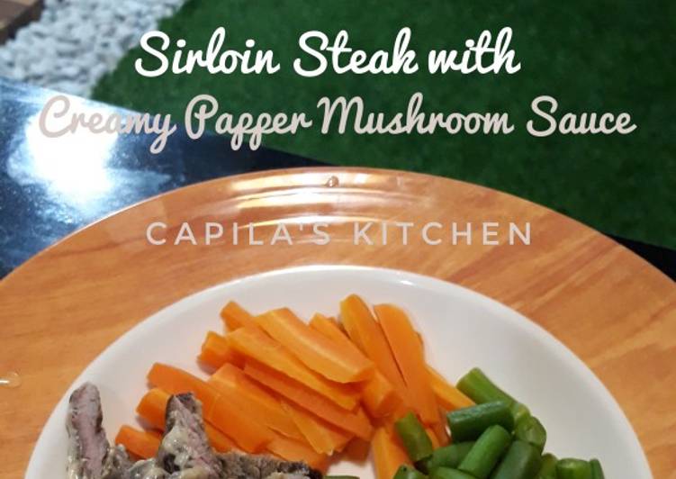 Sirlon Steak with Creamy Papper Mushroom Sauce