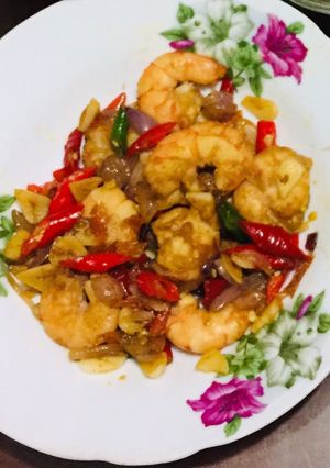 Foto resep Oseng udang pedas