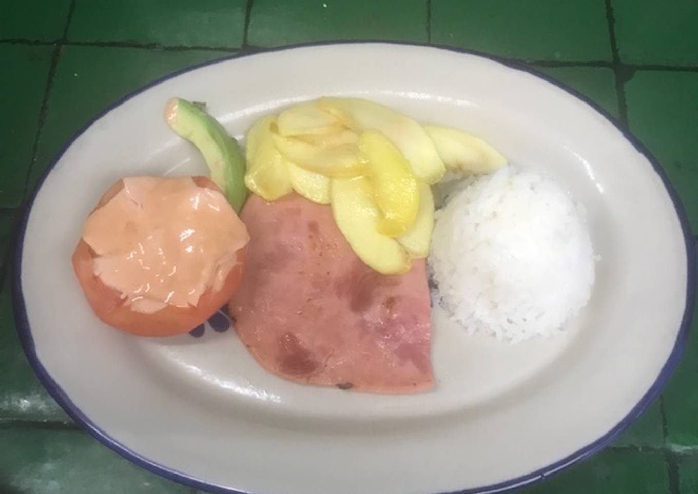 Jamón a la plancha muy acompañado