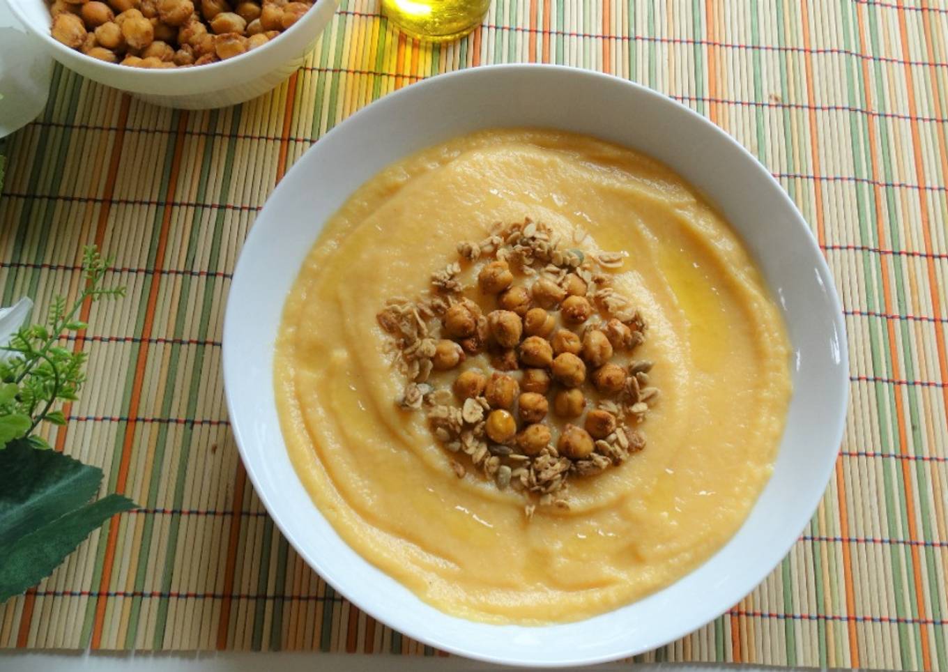 Crema de coliflor y calabaza asada